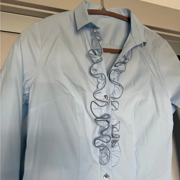 Gorsuch Women's Light Blue Ruffle Blouse - Picture 3 of 10